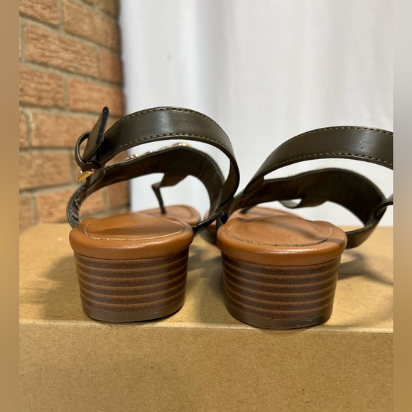 Tommy Hilfiger olive green and gold chain sandals -8 - Picture 5 of 9